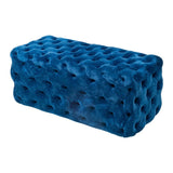 Elsa Navy Blue Velvet Ottoman-Rectangular - 45-Degree Angle