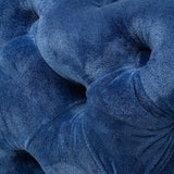 Elsa Navy Blue Velvet Ottoman-Rectangular - Close-Up Angle