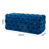 Elsa Navy Blue Velvet Ottoman-Rectangular - Extra Image