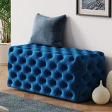 Elsa Navy Blue Velvet Ottoman-Rectangular - Front View