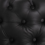 Contemporary Black Leather-look Ottoman with Button - Low Angle