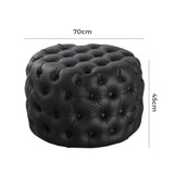 Contemporary Black Leather-look Ottoman with Button - Extra Image