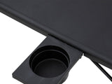 Foldable Table Adjustable Tray Laptop Desk with Removable Cup Holder-Black - Close-Up Angle