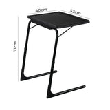 Foldable Table Adjustable Tray Laptop Desk with Removable Cup Holder-Black - Low Angle