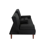 3 Seater Adjustable Sofa Bed With Cup Holder Black - Close-Up Angle
