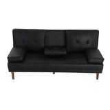 3 Seater Adjustable Sofa Bed With Cup Holder Black - Low Angle