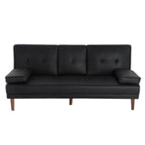 3 Seater Adjustable Sofa Bed With Cup Holder Black - Front View