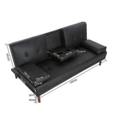 3 Seater Adjustable Sofa Bed With Cup Holder Black - Extra Image