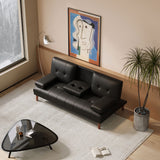 3 Seater Adjustable Sofa Bed With Cup Holder Black - Top-Down View