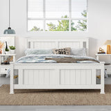 Double Solid Pine Timber Bed Frame-White - Front View