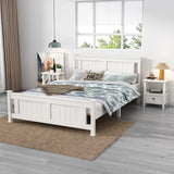 Double Solid Pine Timber Bed Frame-White - Top-Down View