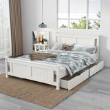 Double Solid Pine Timber Bed Frame-White - Rear View