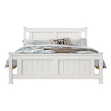Double Solid Pine Timber Bed Frame-White - Close-Up Angle