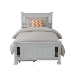 Double Solid Pine Timber Bed Frame-White - Low Angle
