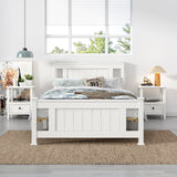 King Single Solid Pine Timber Bed Frame-White - Front View