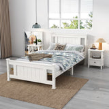 King Single Solid Pine Timber Bed Frame-White - Side View