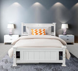 King Single Solid Pine Timber Bed Frame-White - 45-Degree Angle