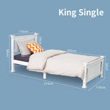 King Single Solid Pine Timber Bed Frame-White - Extra Image