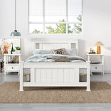 Single Solid Pine Timber Bed Frame-White - Front View