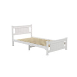 Single Solid Pine Timber Bed Frame-White - 45-Degree Angle