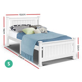 Single Solid Pine Timber Bed Frame-White - Extra Image