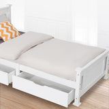 2 x Wooden Bed Frame Storage Trundle Drawers-White - Front View