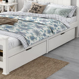 2 x Wooden Bed Frame Storage Trundle Drawers-White - Side View