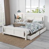 2 x Wooden Bed Frame Storage Trundle Drawers-White - Top-Down View