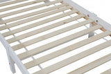 Single Size Solid Pine Timber Bed Frame with Bookshelf Headboard- White - 45-Degree Angle