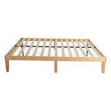 Warm Wooden Natural Bed Base Frame ? Double - Rear View