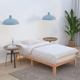 Single Size Warm Wooden Natural Bed Base Frame – King Single - Side View