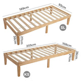 Single Size Warm Wooden Natural Bed Base Frame – King Single - Close-Up Angle