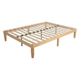 Warm Wooden Natural Bed Base Frame – Queen - Side View