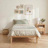 Single Size Warm Wooden Natural Bed Base Frame ? Single