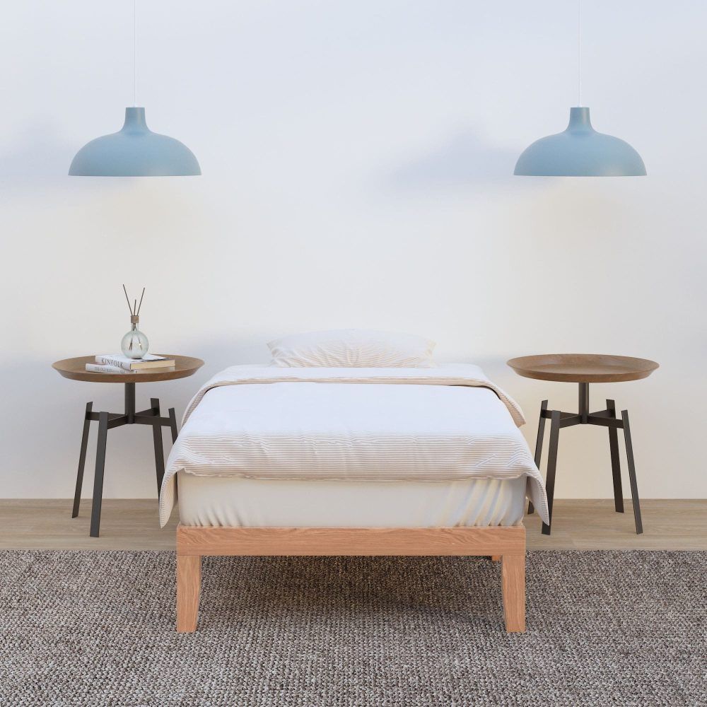 Single Size Warm Wooden Natural Bed Base Frame ? Single