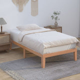 Single Size Warm Wooden Natural Bed Base Frame ? Single