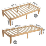 Single Size Warm Wooden Natural Bed Base Frame ? Single