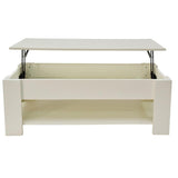 Lift Up Coffee Table with Storage-White - 45-Degree Angle
