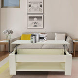 Lift Up Coffee Table with Storage-White - Side View