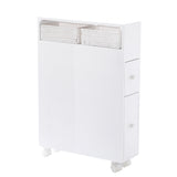 Removable Bathroom Side Cabinet Toilet Caddy with Storage Drawers- White - Top-Down View