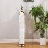 Removable Bathroom Side Cabinet Toilet Caddy with Storage Drawers- White - 45-Degree Angle