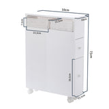 Removable Bathroom Side Cabinet Toilet Caddy with Storage Drawers- White - Extra Image