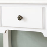 Carved Dressing Vanity Table Set with Mirror&Stool- White - Close-Up Angle