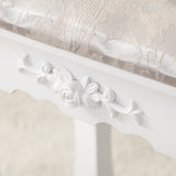 Carved Dressing Vanity Table Set with Mirror&Stool- White