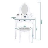 Carved Dressing Vanity Table Set with Mirror&Stool- White - Extra Image