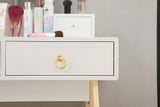Dressing Vanity Table Stool Set with Make-up LED Lighted Mirror-White
