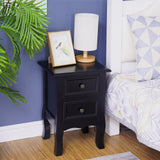 French Bedside Table Nightstand Black Set of 2 - Side View