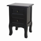 French Bedside Table Nightstand Black Set of 2 - Rear View