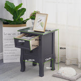 French Bedside Table Nightstand Black Set of 2 - Low Angle