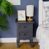 French Bedside Table Nightstand Grey Set of 2 - Rear View